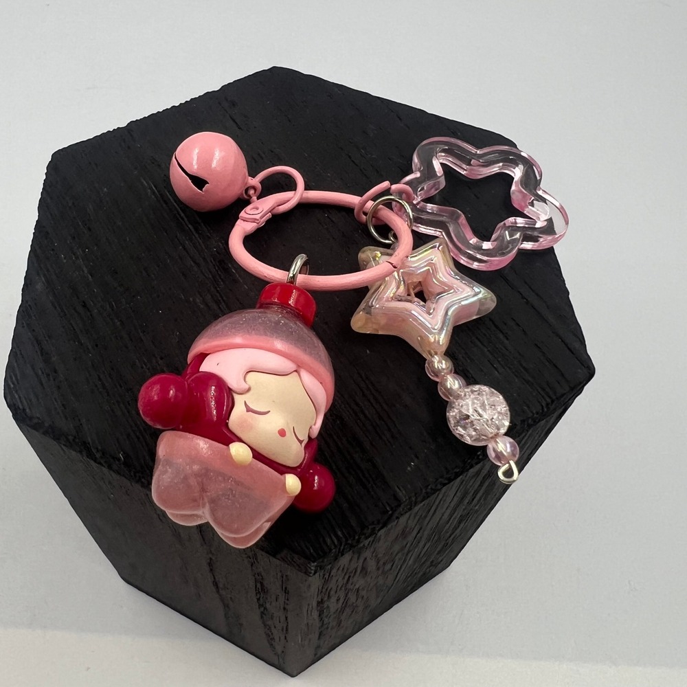 POP MART SKULLPANDA Pink Sleeping Figure Keychain Charm Star Bell Accessory